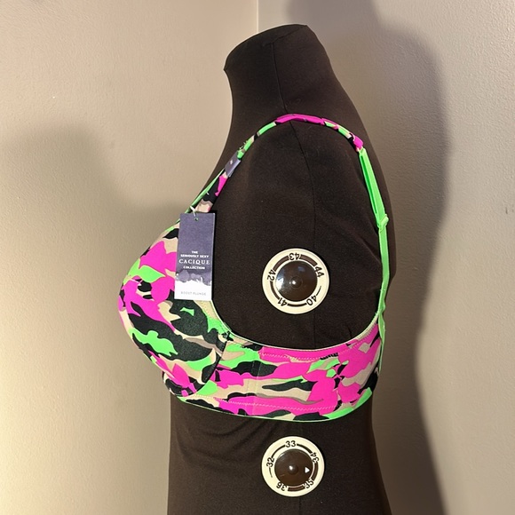 CACIQUE Colorful Camouflage Boost Plunge Bra 38D - Picture 4 of 9